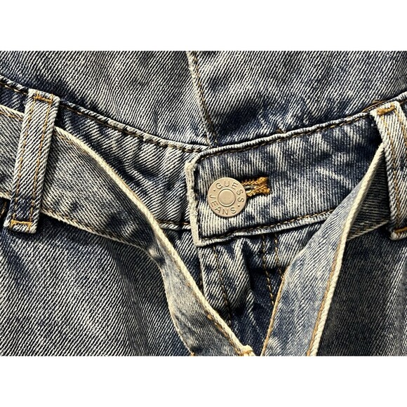 Guess Reda Fold Over High Waist Straight Leg Jeans Belted Medium Wash - Picture 2 of 7